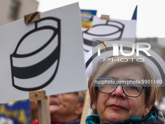 Polish nurses and midwives of hospitals from all the country take part in a protest marching through the streets of Krakow, Poland, on April...