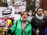 Polish nurses and midwives of hospitals from all the country take part in a protest marching through the streets of Krakow, Poland, on April...