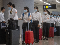 Healthcare Professionals participating in the Exchange Programme arriving at the West Kowloon High Speed Railway station on April 17, 2023 i...