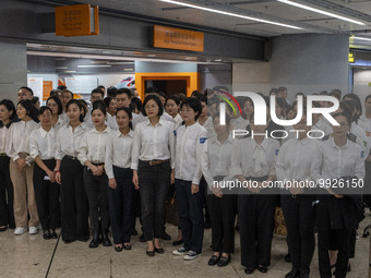 Healthcare Professionals participating in the Exchange Programme posing for a group photo inside the West Kowloon High Speed Railway station...